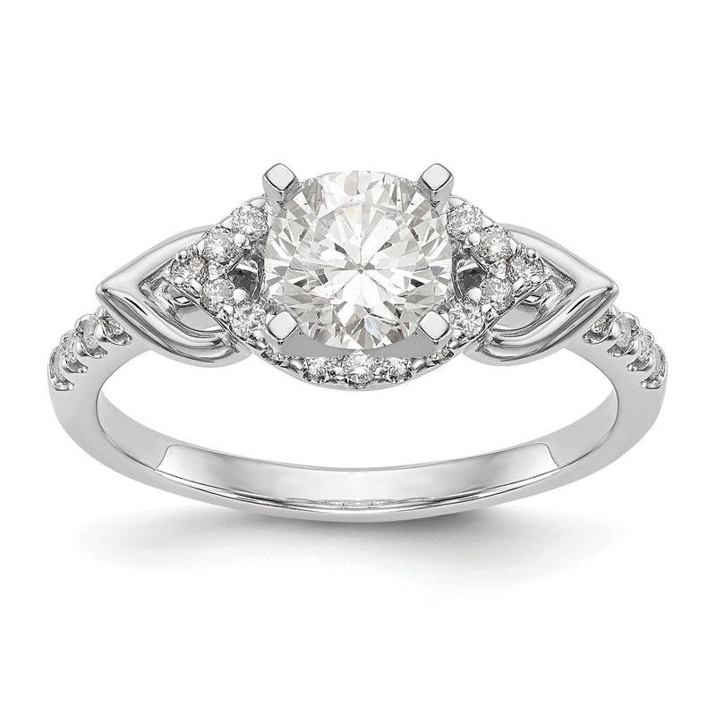 14K White Gold Diamond Peg Set Engagement Ring