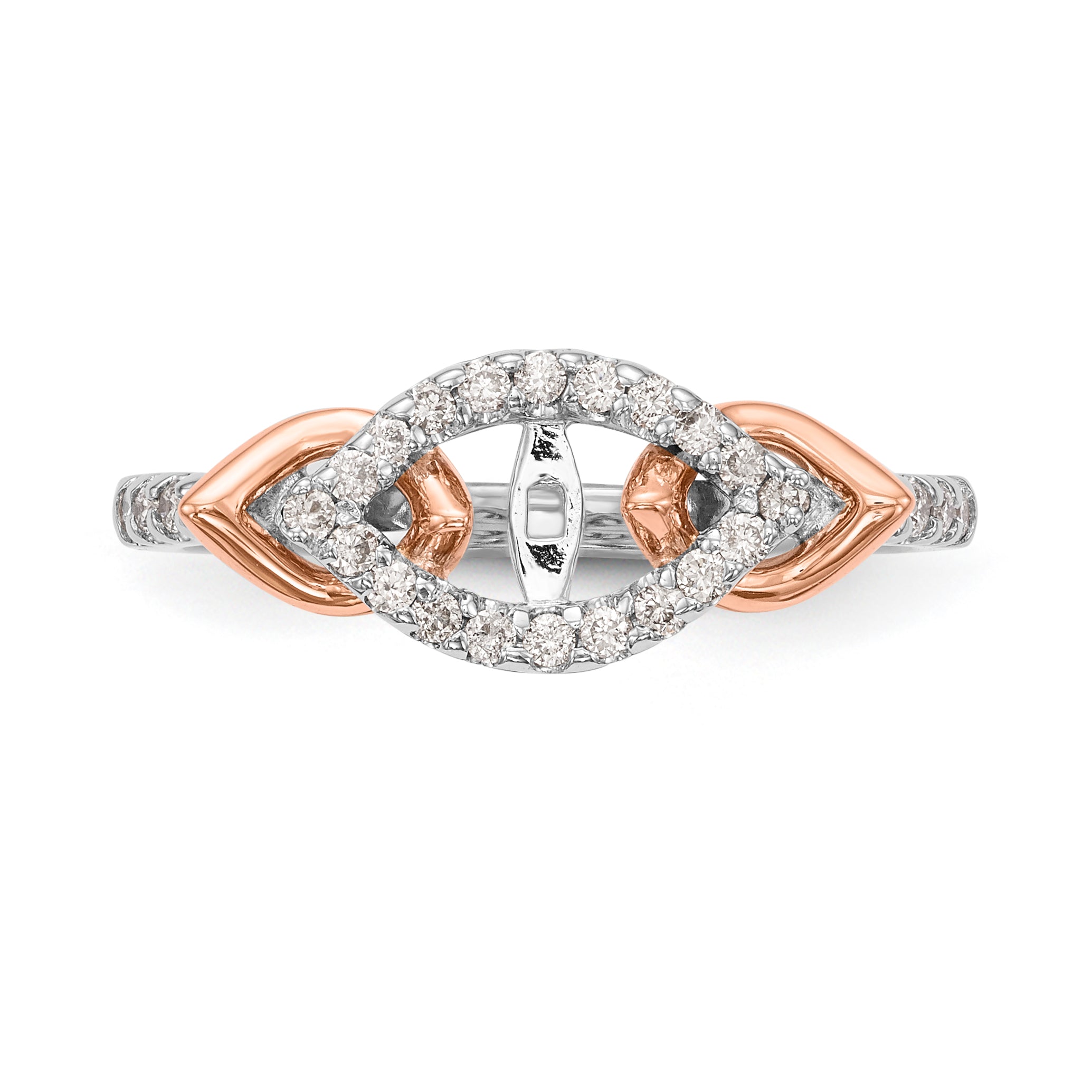 14K White Gold Diamond Peg Set Engagement Ring