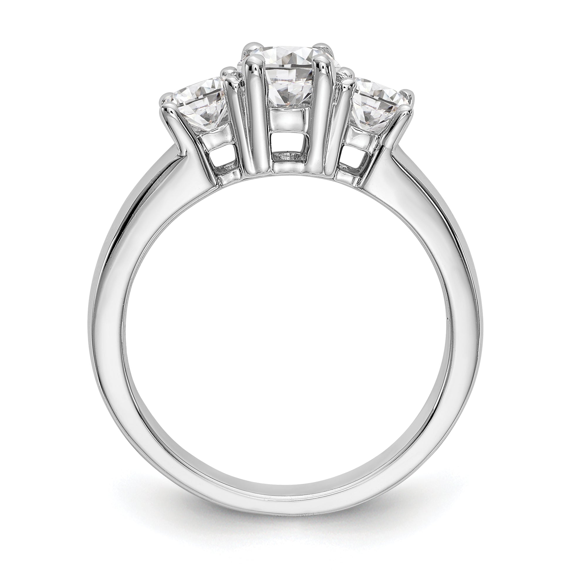 14K White Gold 3 Stone Simulated Diamond Engagement Ring