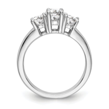14K White Gold 3 Stone Simulated Diamond Engagement Ring