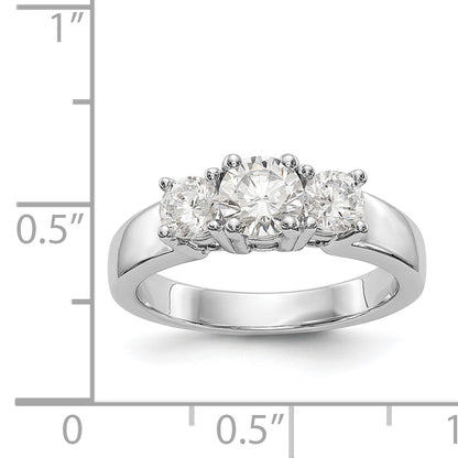 14K White Gold 3 Stone Simulated Diamond Engagement Ring