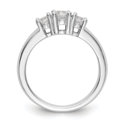 14K White Gold 3 Stone Simulated Diamond Engagement Ring