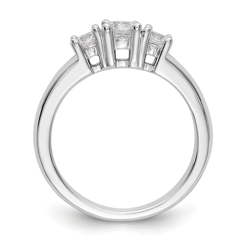 14K White Gold 3 Stone Simulated Diamond Engagement Ring