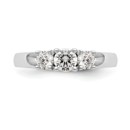 14K White Gold 3 Stone Simulated Diamond Engagement Ring