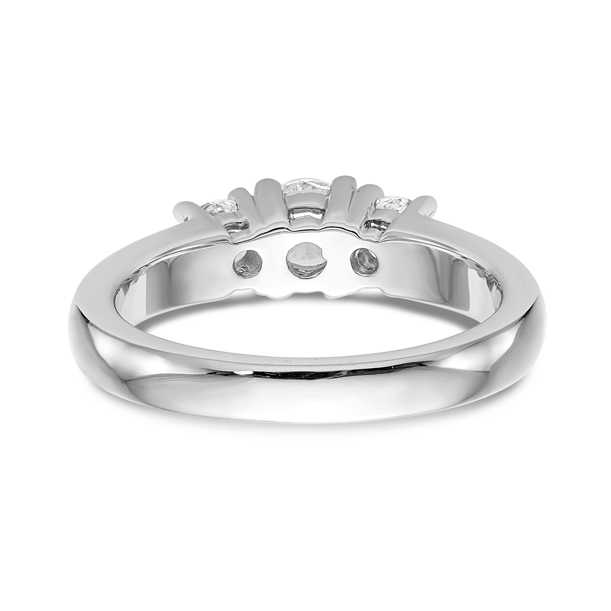 14K White Gold 3 Stone Simulated Diamond Engagement Ring