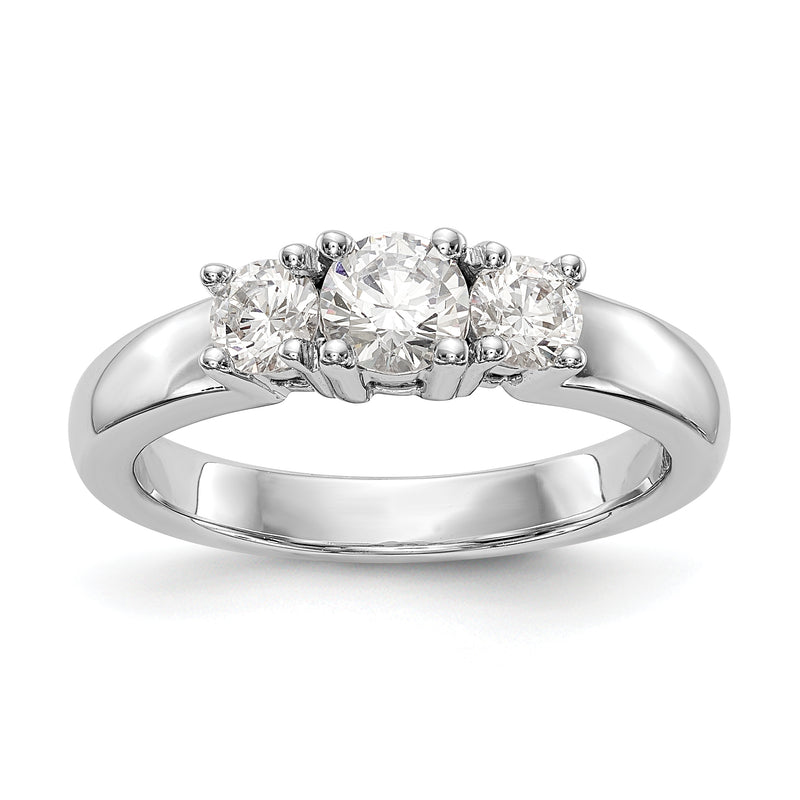 14K White Gold 3 Stone Simulated Diamond Engagement Ring