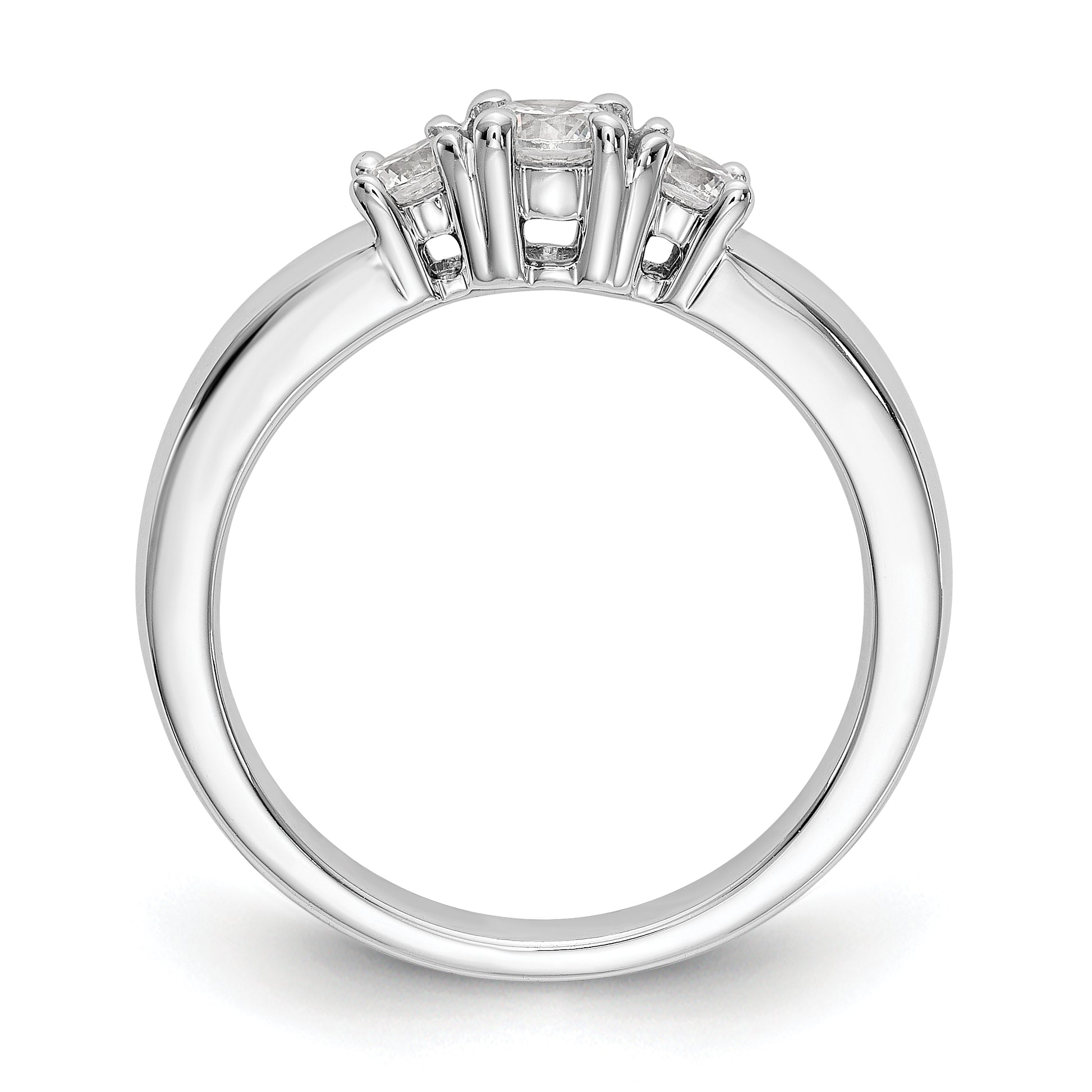 14K White Gold 3 Stone Simulated Diamond Engagement Ring
