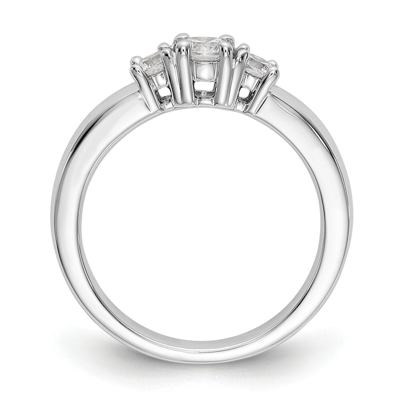 14K White Gold 3 Stone Simulated Diamond Engagement Ring