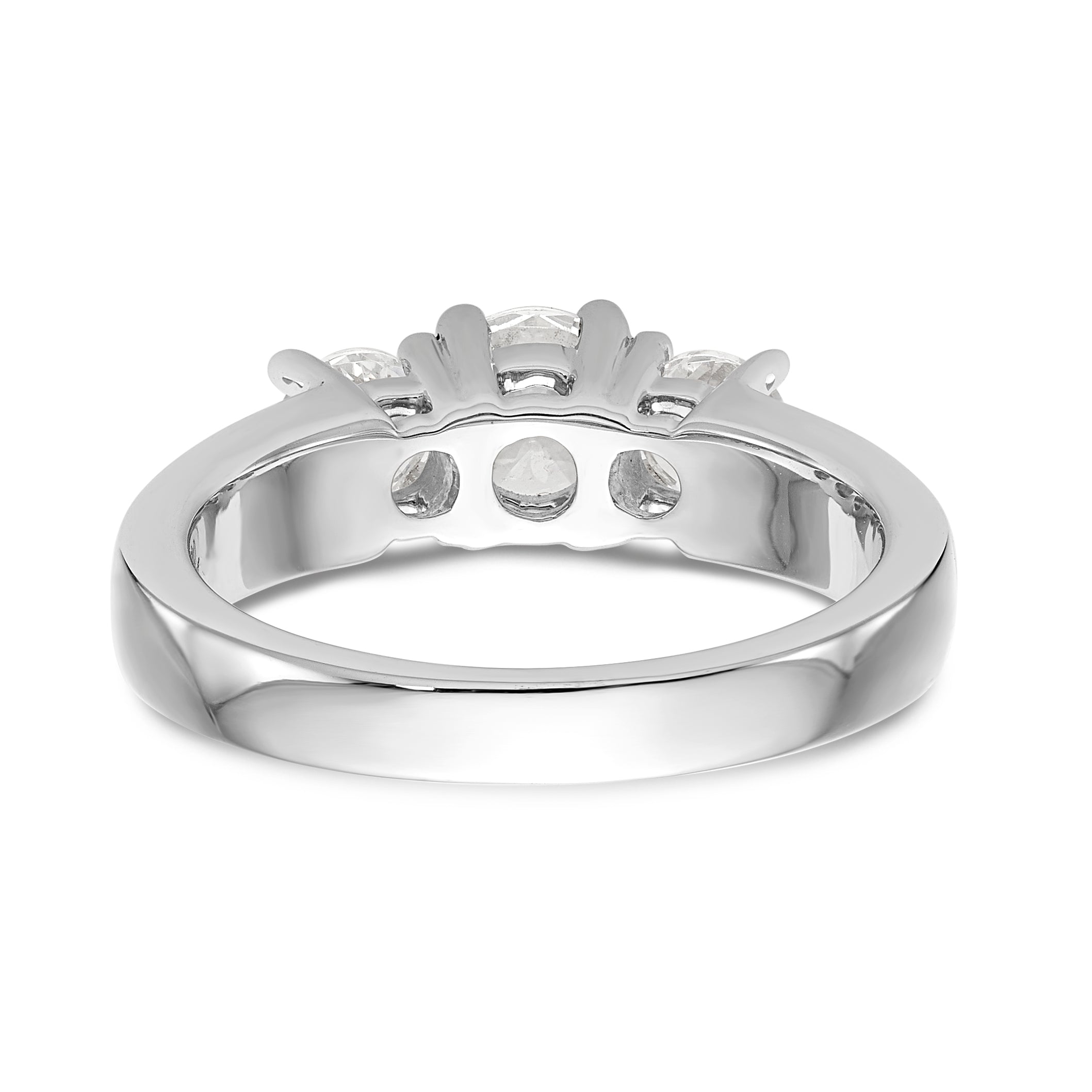 14K White Gold 3 Stone Simulated Diamond Engagement Ring