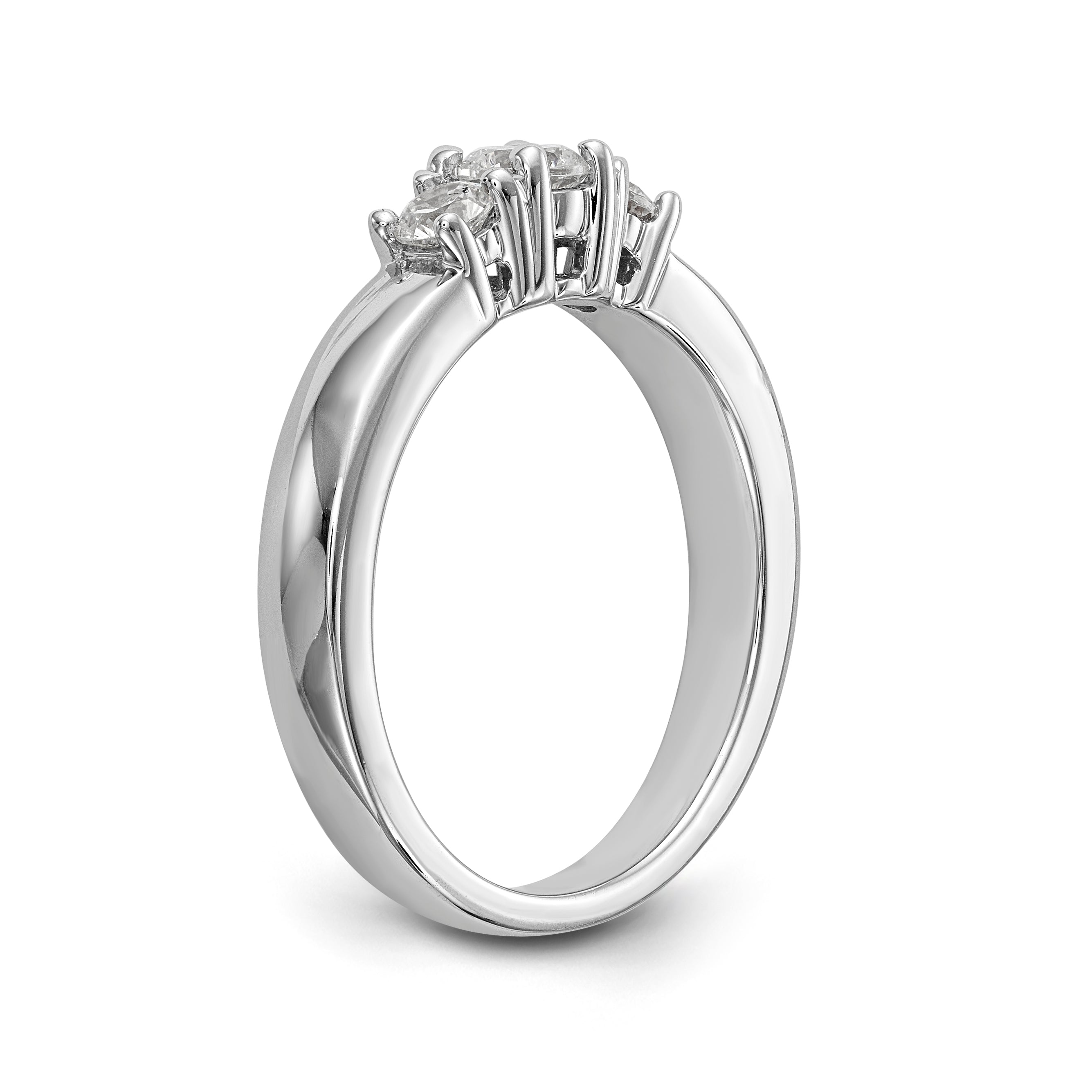 14K White Gold 3 Stone Simulated Diamond Engagement Ring