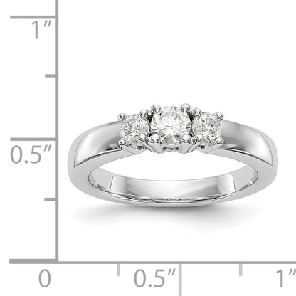 14K White Gold 3 Stone Simulated Diamond Engagement Ring