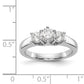 14K White Gold 3 Stone Simulated Diamond Engagement Ring