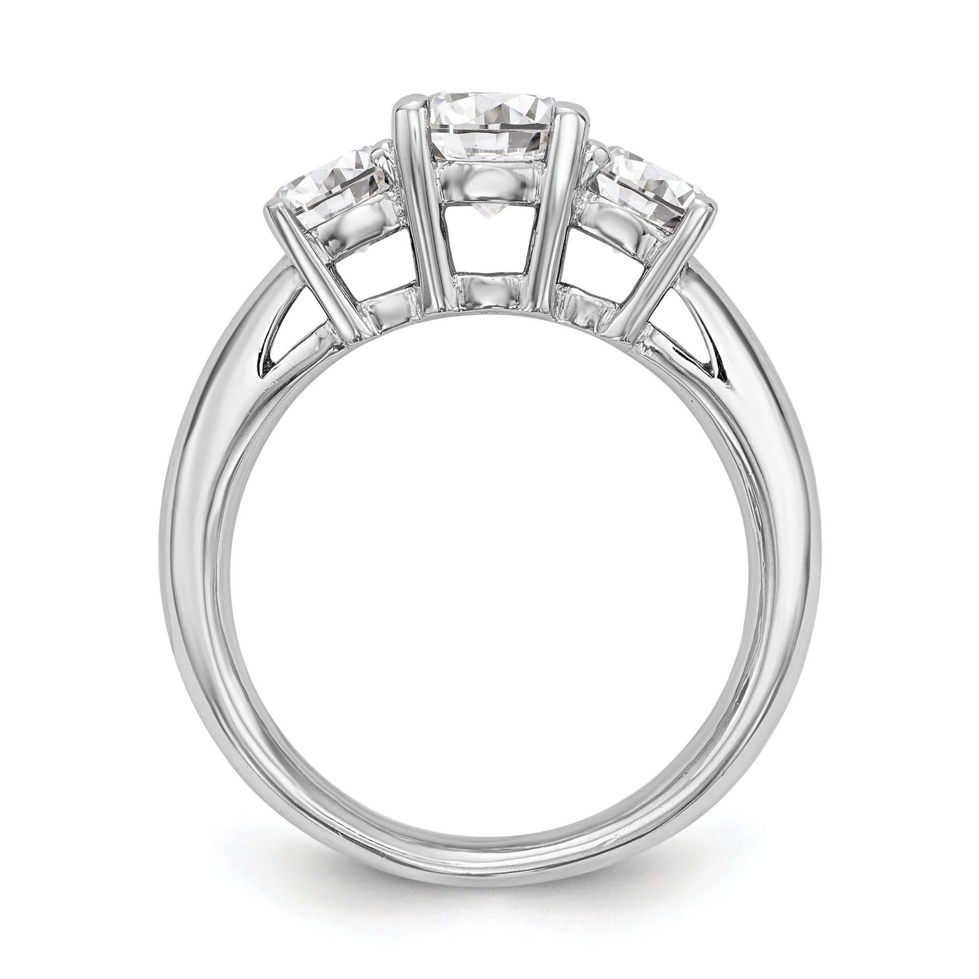 14K White Gold 3 Stone Simulated Diamond Engagement Ring
