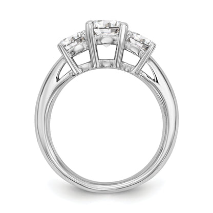 14K White Gold 3 Stone Simulated Diamond Engagement Ring