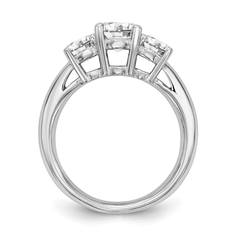14K White Gold 3 Stone Simulated Diamond Engagement Ring
