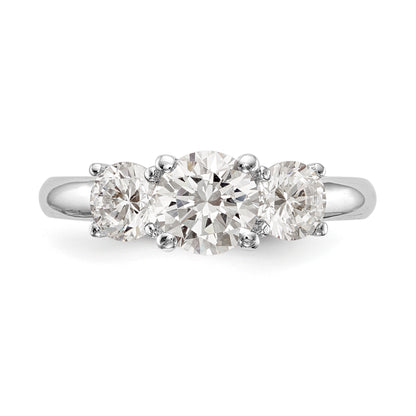 14K White Gold 3 Stone Simulated Diamond Engagement Ring
