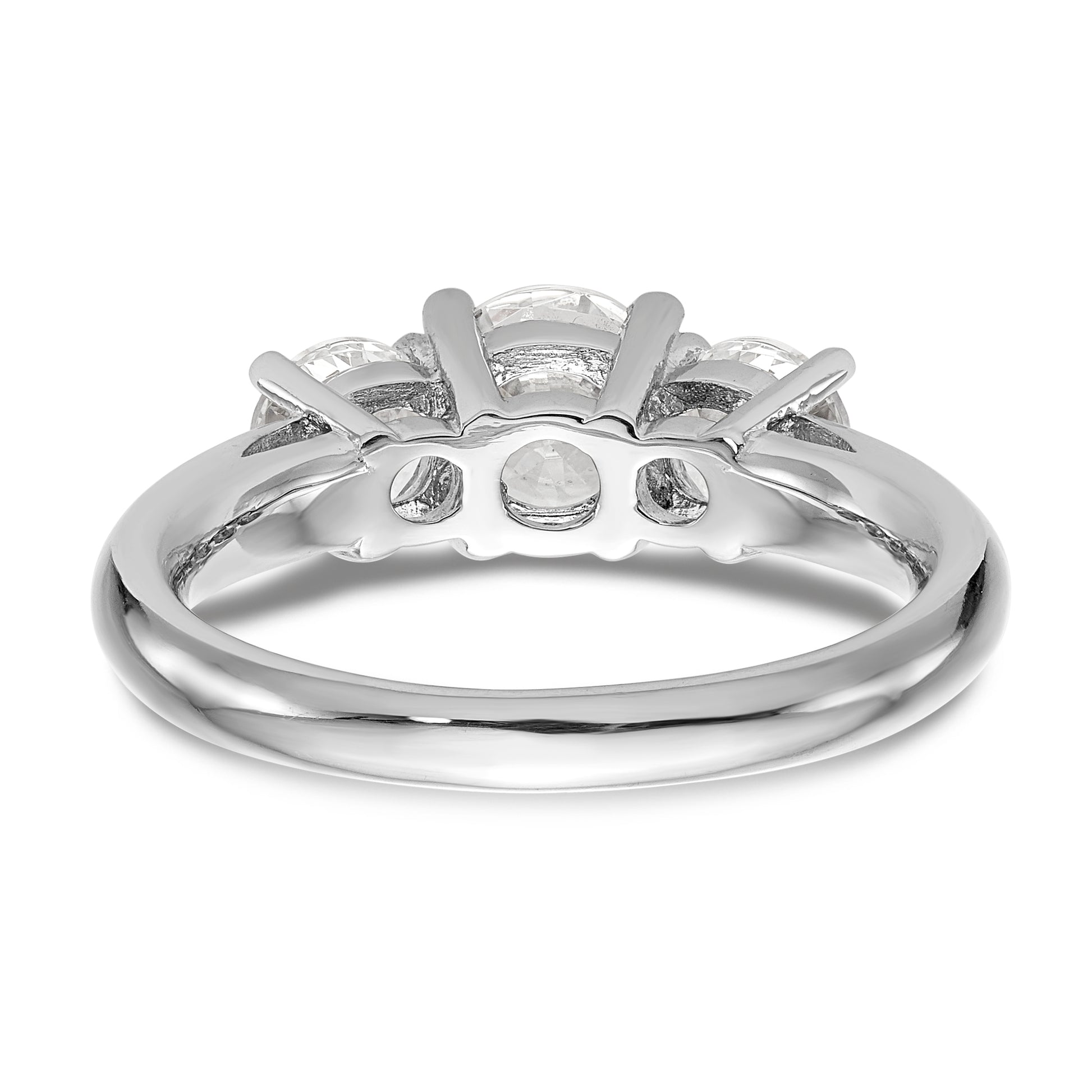 14K White Gold 3 Stone Simulated Diamond Engagement Ring
