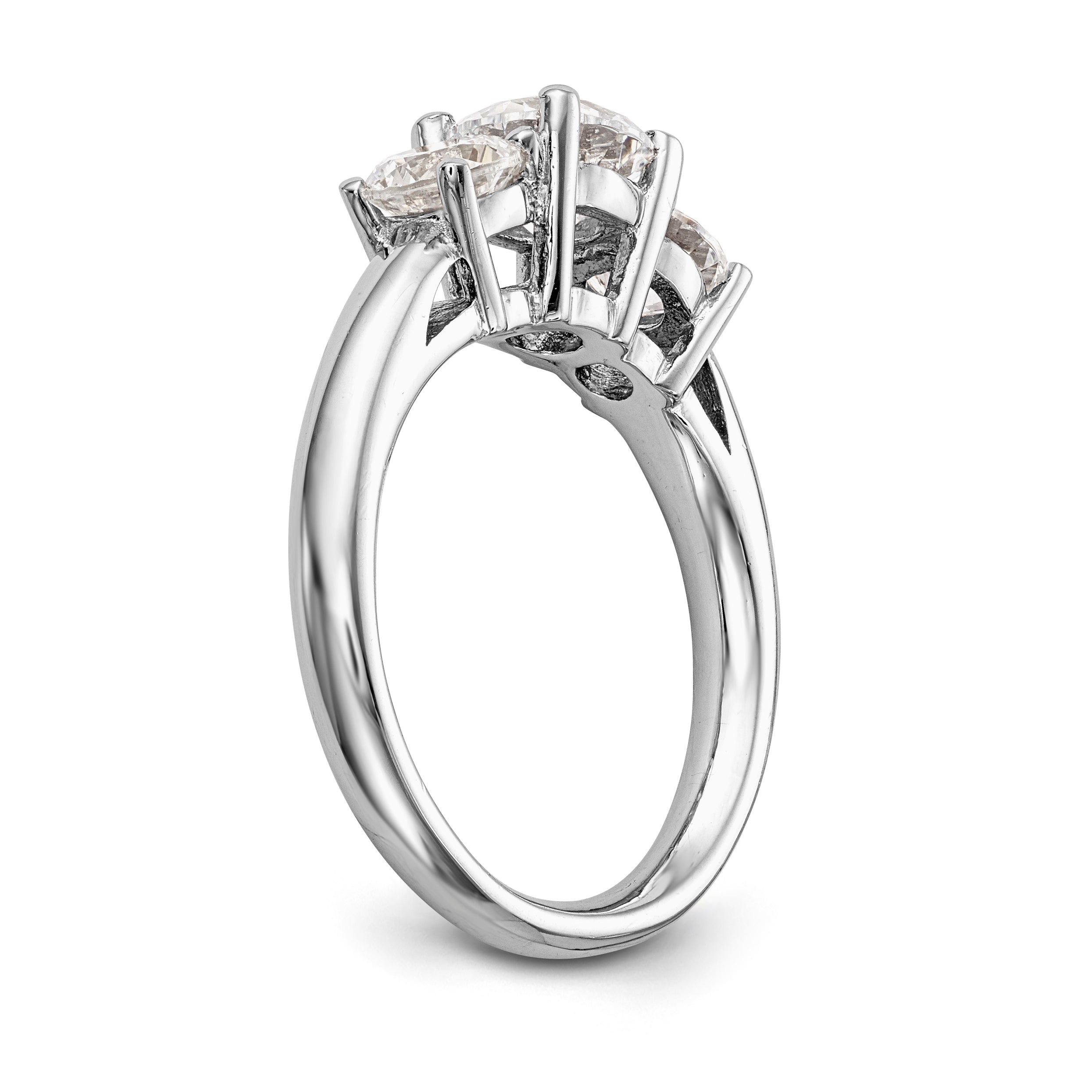 14K White Gold 3 Stone Simulated Diamond Engagement Ring