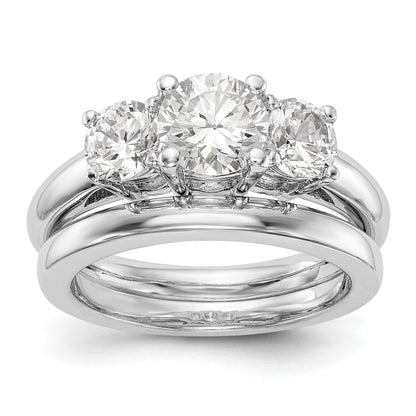 14K White Gold 3 Stone Simulated Diamond Engagement Ring