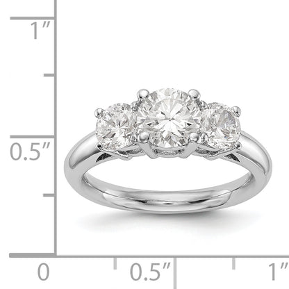 14K White Gold 3 Stone Simulated Diamond Engagement Ring