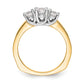 14K Two tone 3 Stone Simulated Diamond Engagement Ring