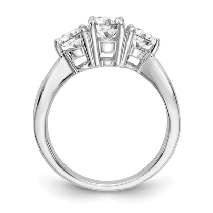 14K White Gold 3 Stone Simulated Diamond Engagement Ring
