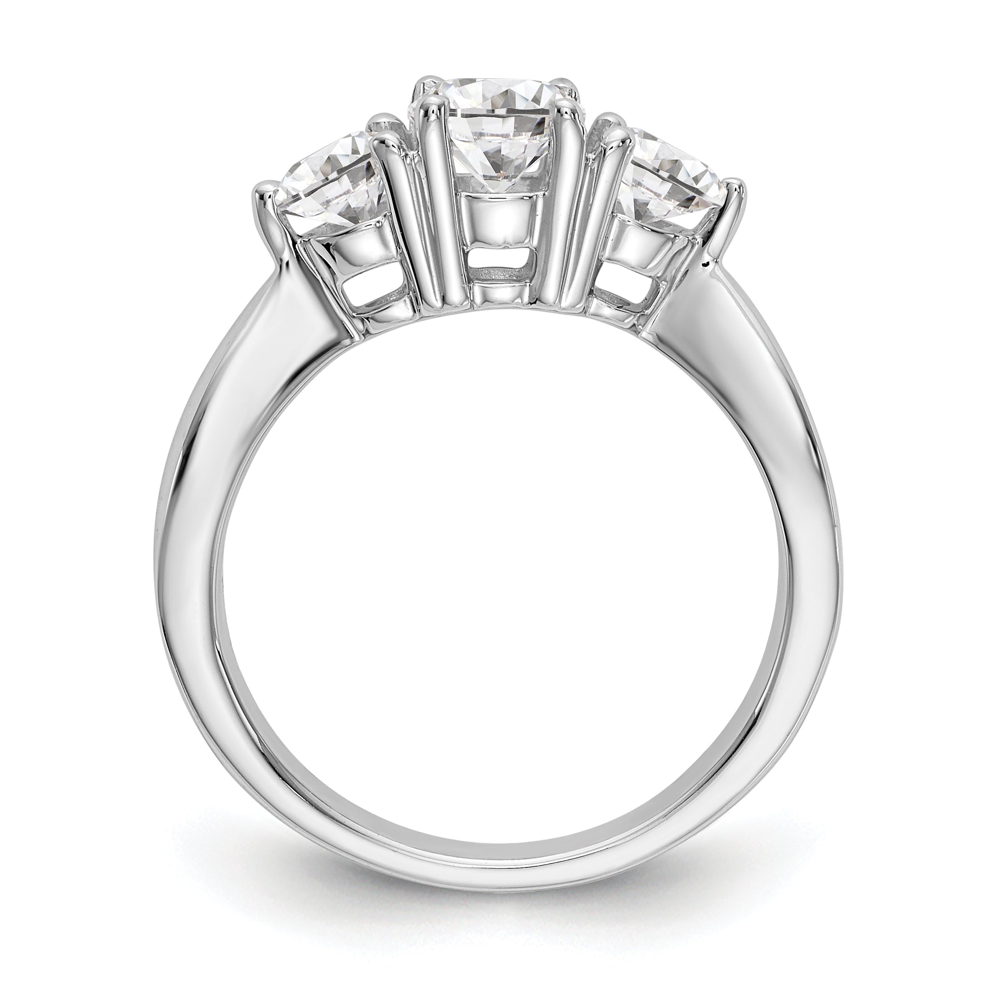 14K White Gold 3 Stone Simulated Diamond Engagement Ring