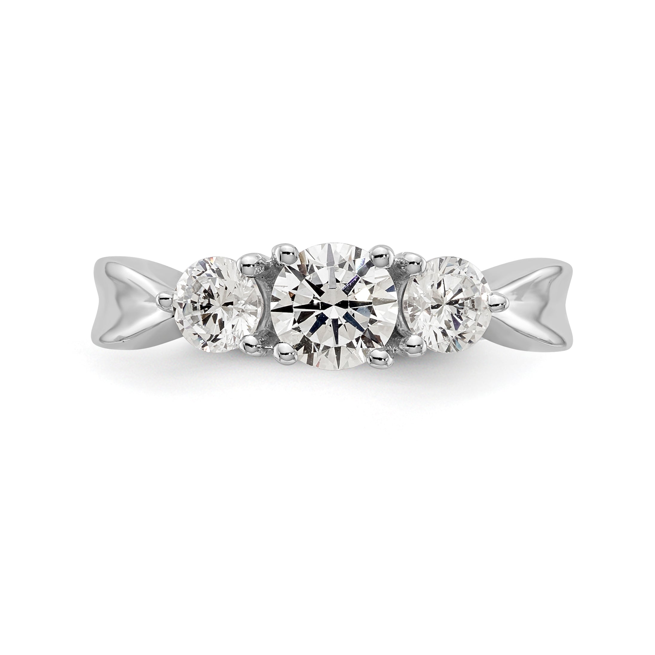 14K White Gold 3 Stone Simulated Diamond Engagement Ring