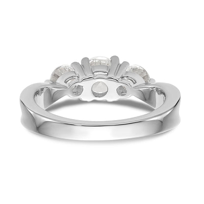 14K White Gold 3 Stone Simulated Diamond Engagement Ring