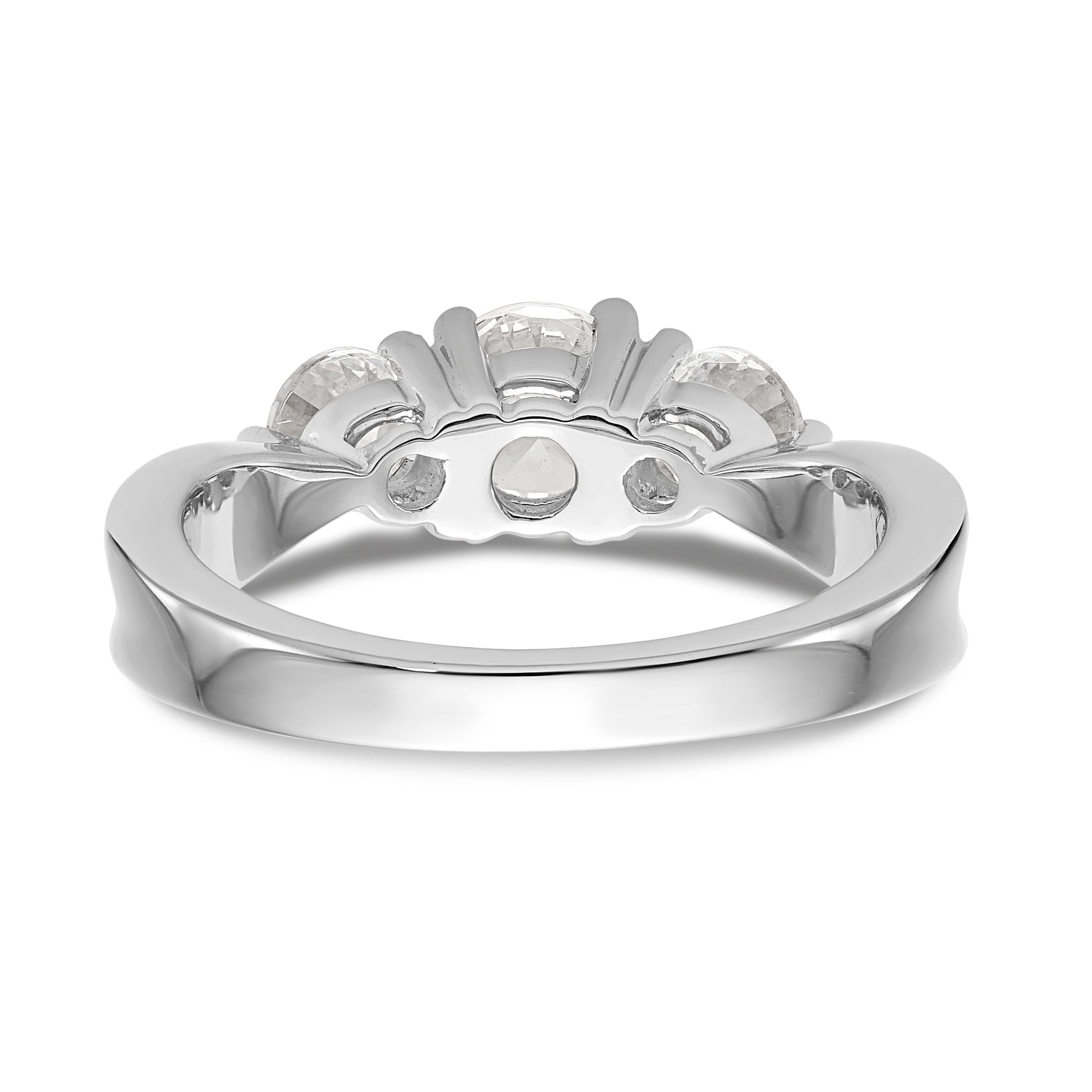 14K White Gold 3 Stone Simulated Diamond Engagement Ring