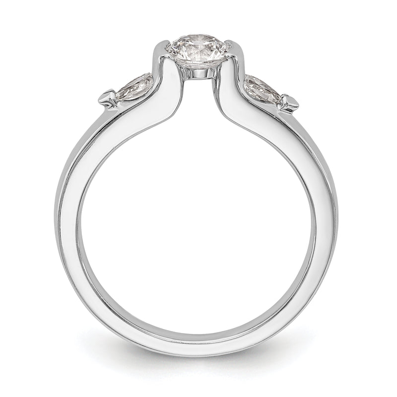 14K White Gold 3 Stone Bezel Simulated Diamond Engagement Ring