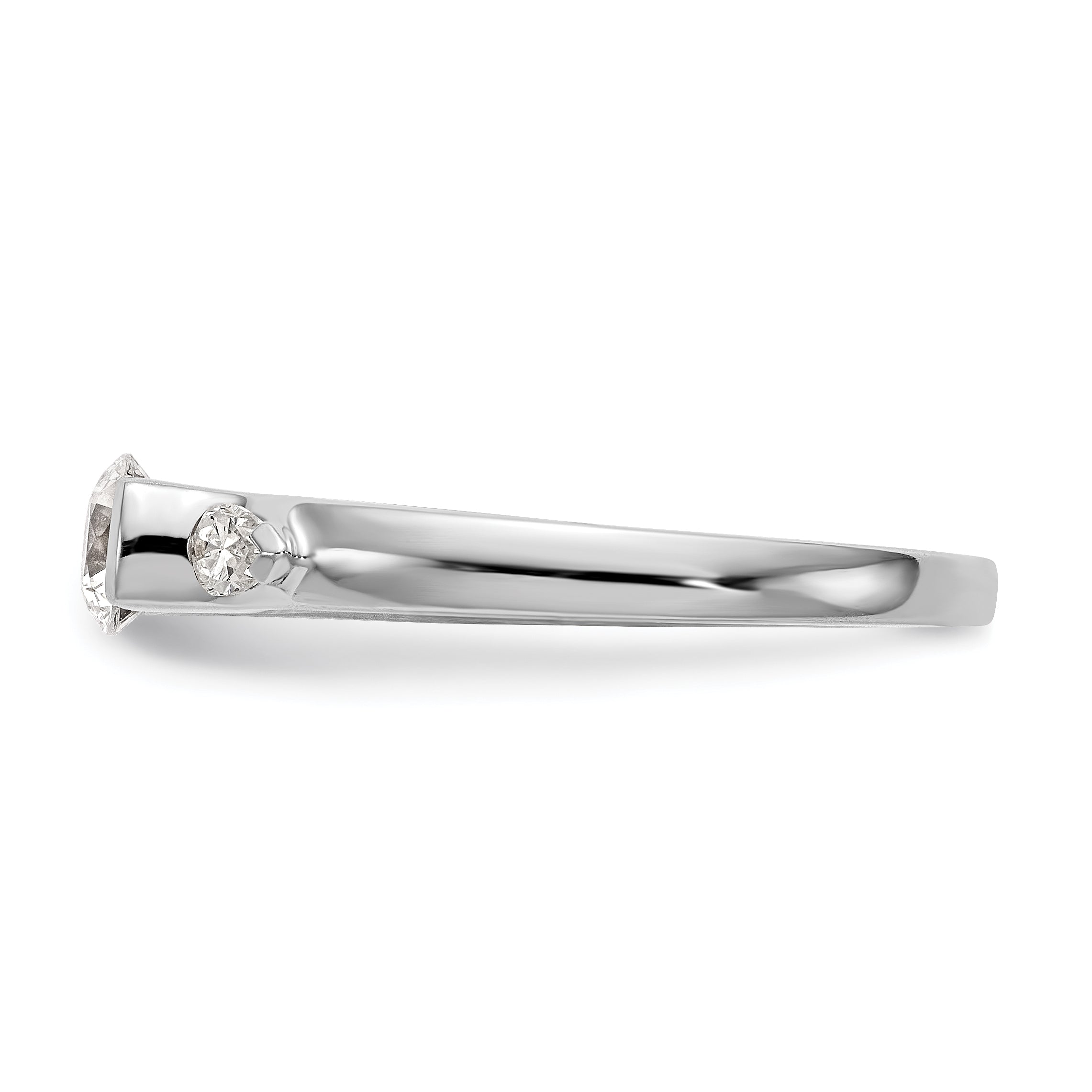 14K White Gold 3 Stone Bezel Simulated Diamond Engagement Ring