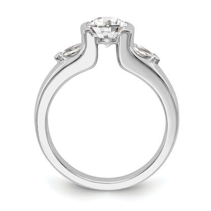 14K White Gold 3 Stone Bezel Simulated Diamond Engagement Ring