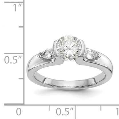 14K White Gold 3 Stone Bezel Simulated Diamond Engagement Ring