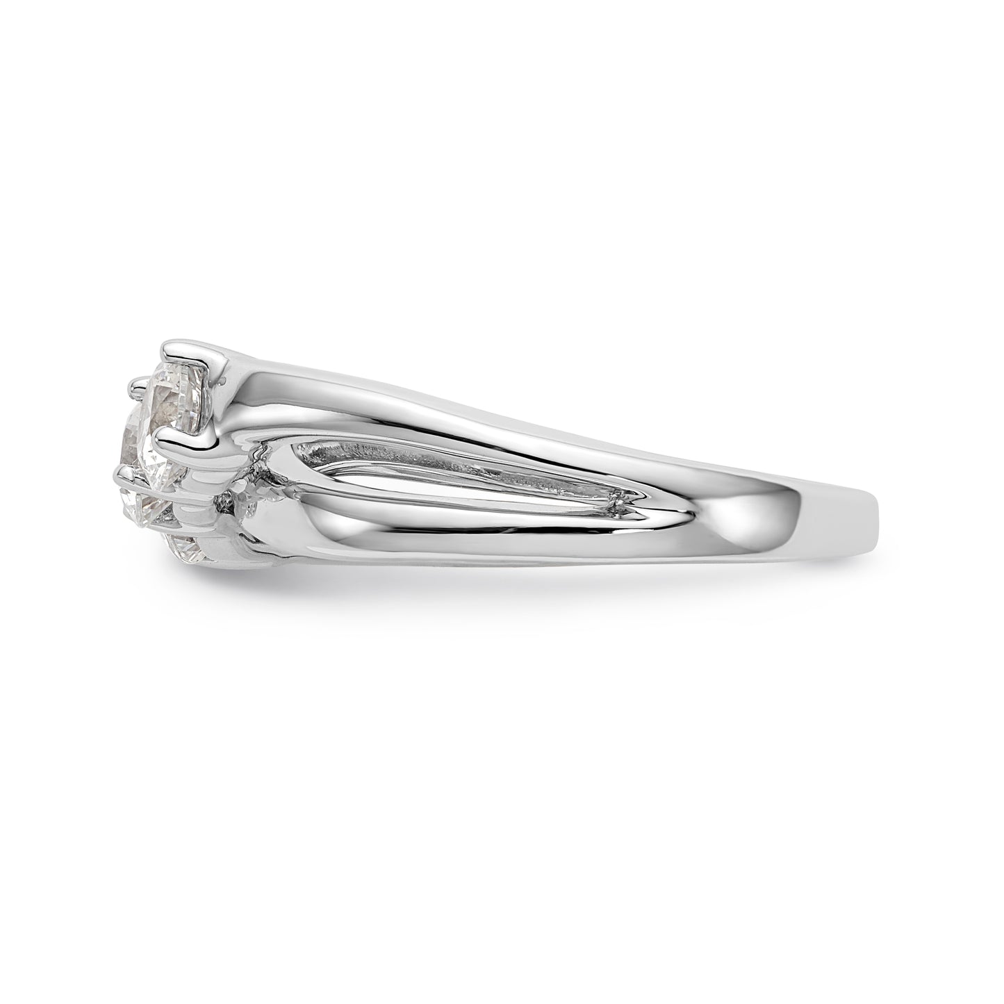 14K White Gold 3 Stone Diamond Engagement Ring
