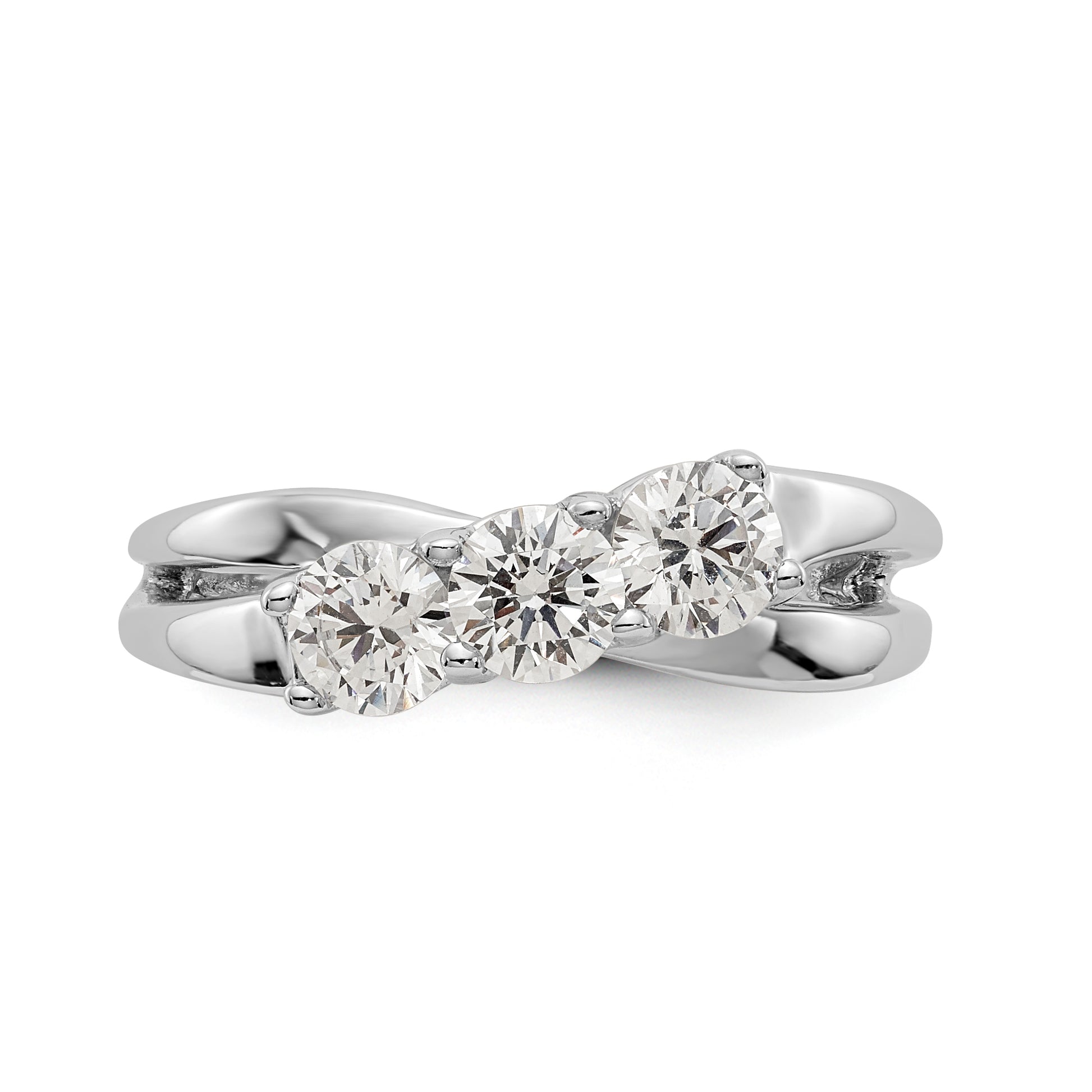 14K White Gold 3 Stone Diamond Engagement Ring