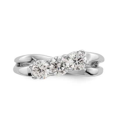 14K White Gold 3 Stone Diamond Engagement Ring
