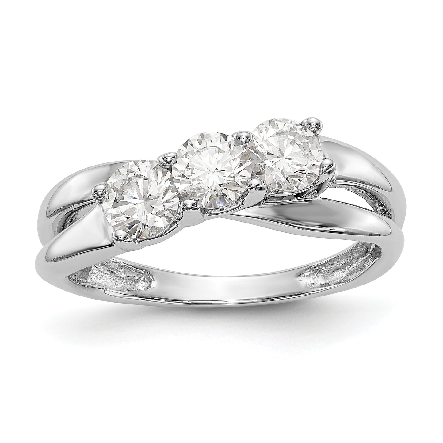 14K White Gold 3 Stone Diamond Engagement Ring