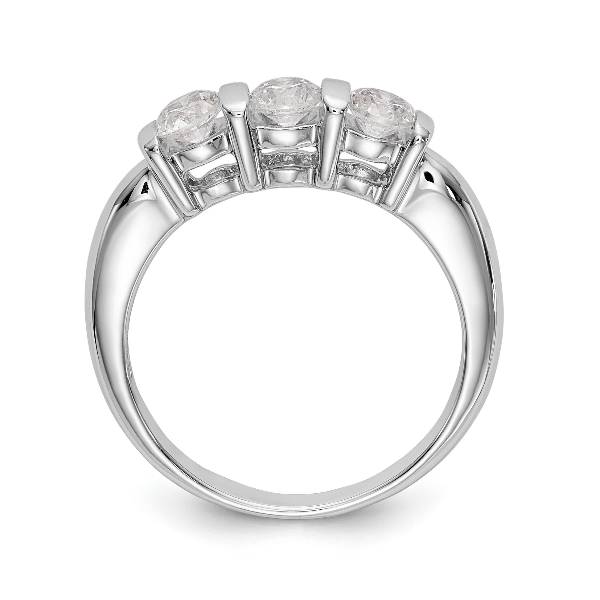 14K White Gold 3 Stone Diamond Engagement Ring