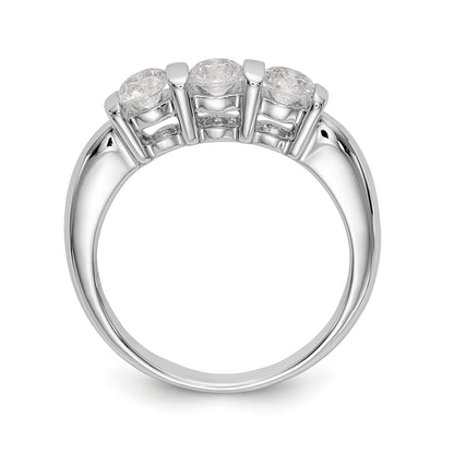 14K White Gold 3 Stone Diamond Engagement Ring