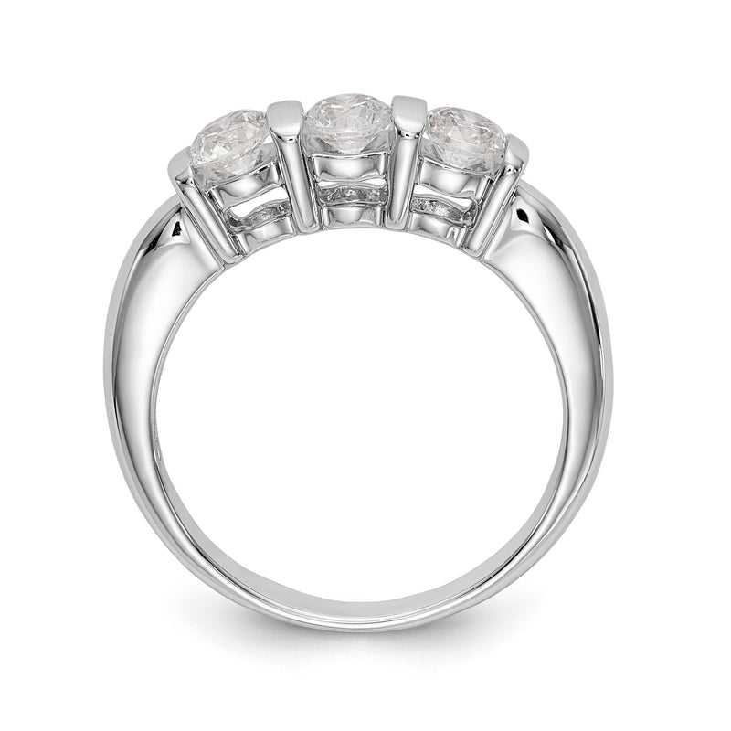 14K White Gold 3 Stone Diamond Engagement Ring