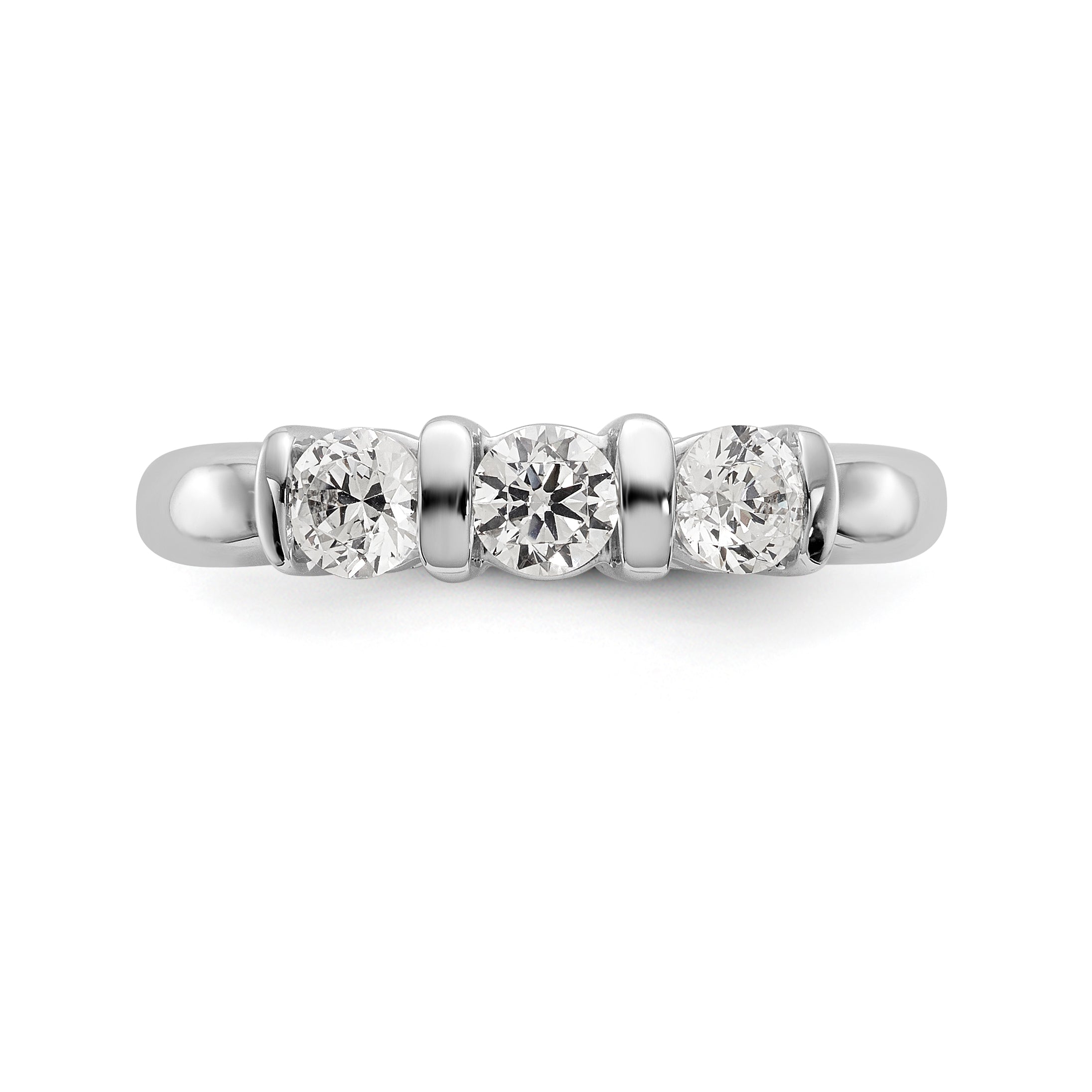 14K White Gold 3 Stone Diamond Engagement Ring