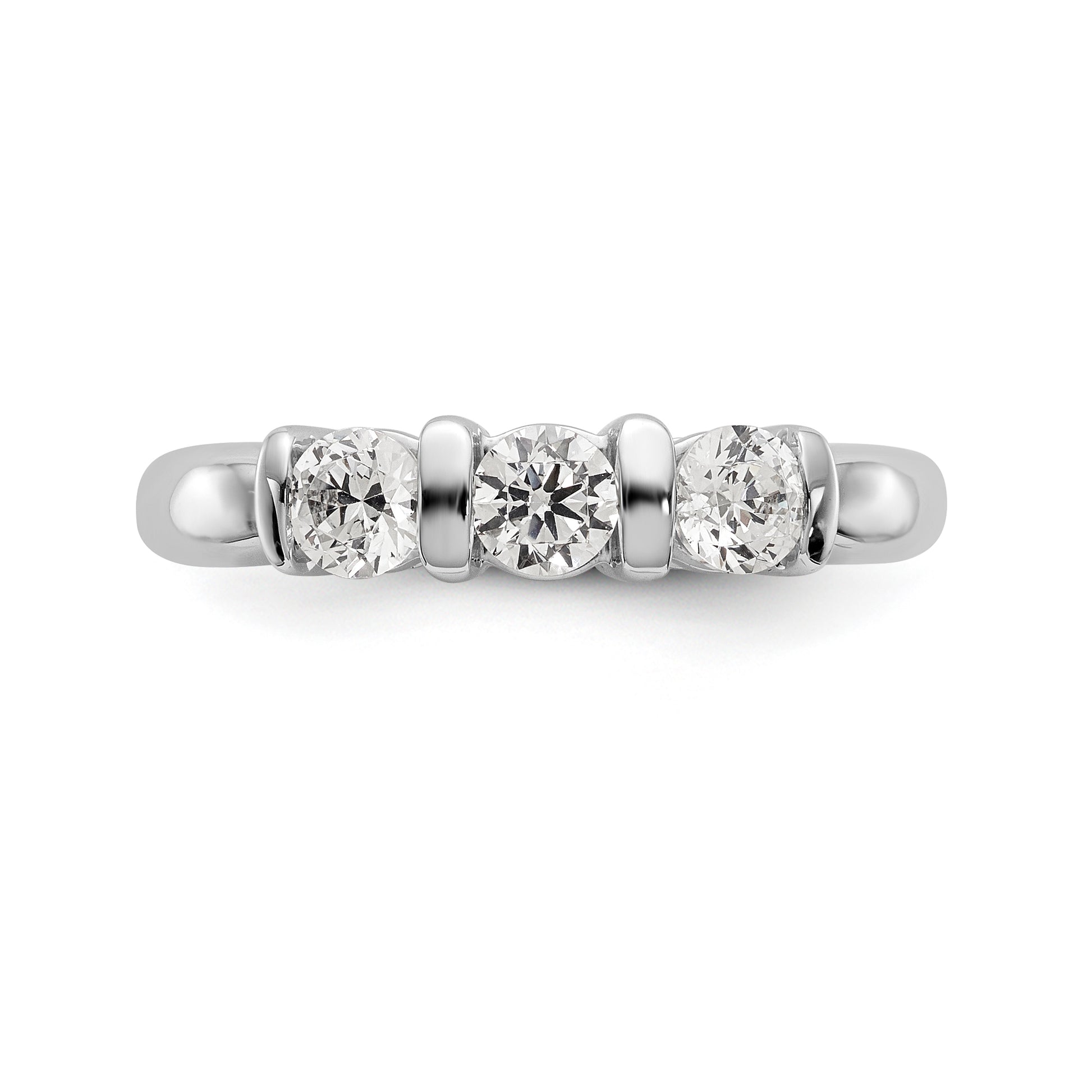 14K White Gold 3 Stone Diamond Engagement Ring