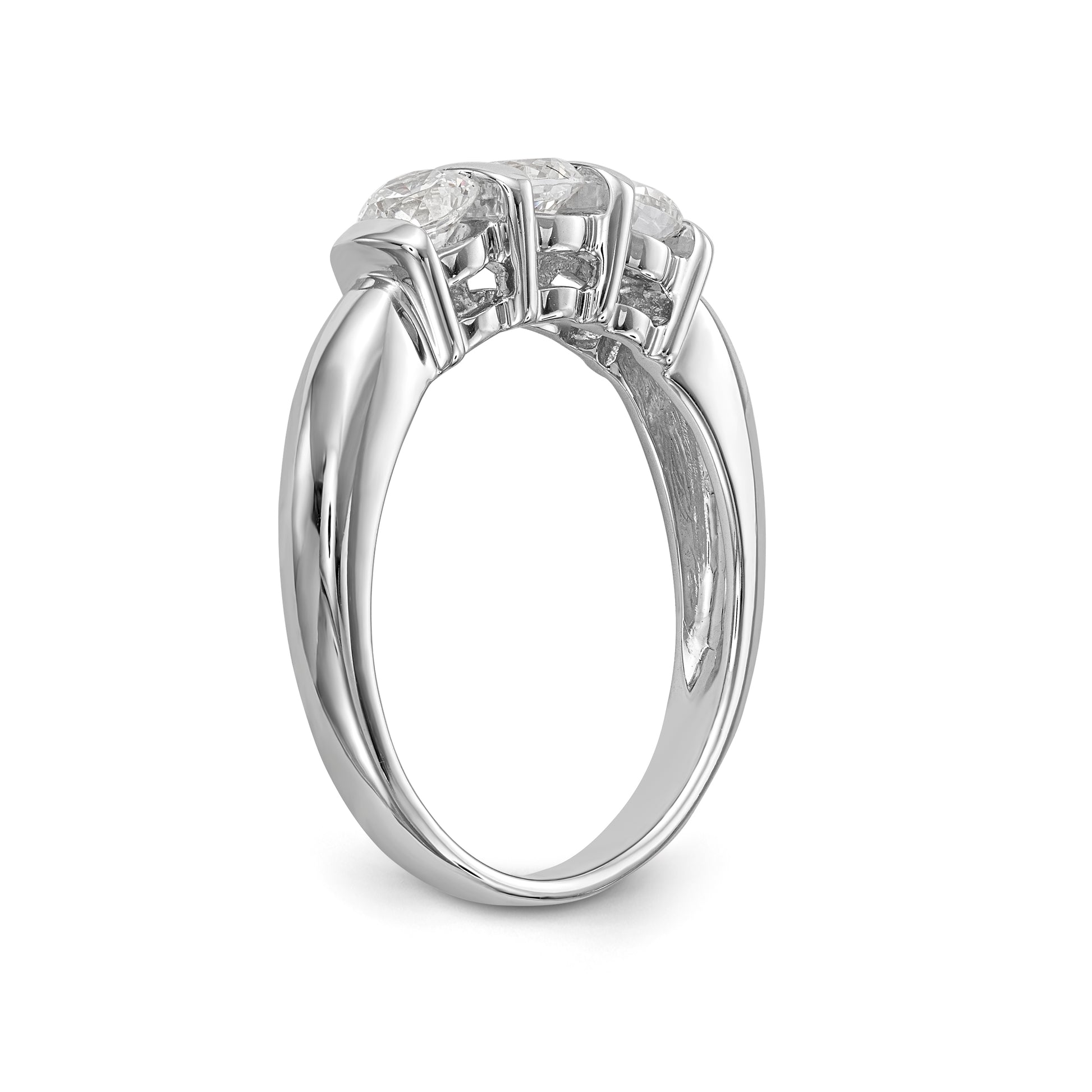 14K White Gold 3 Stone Diamond Engagement Ring