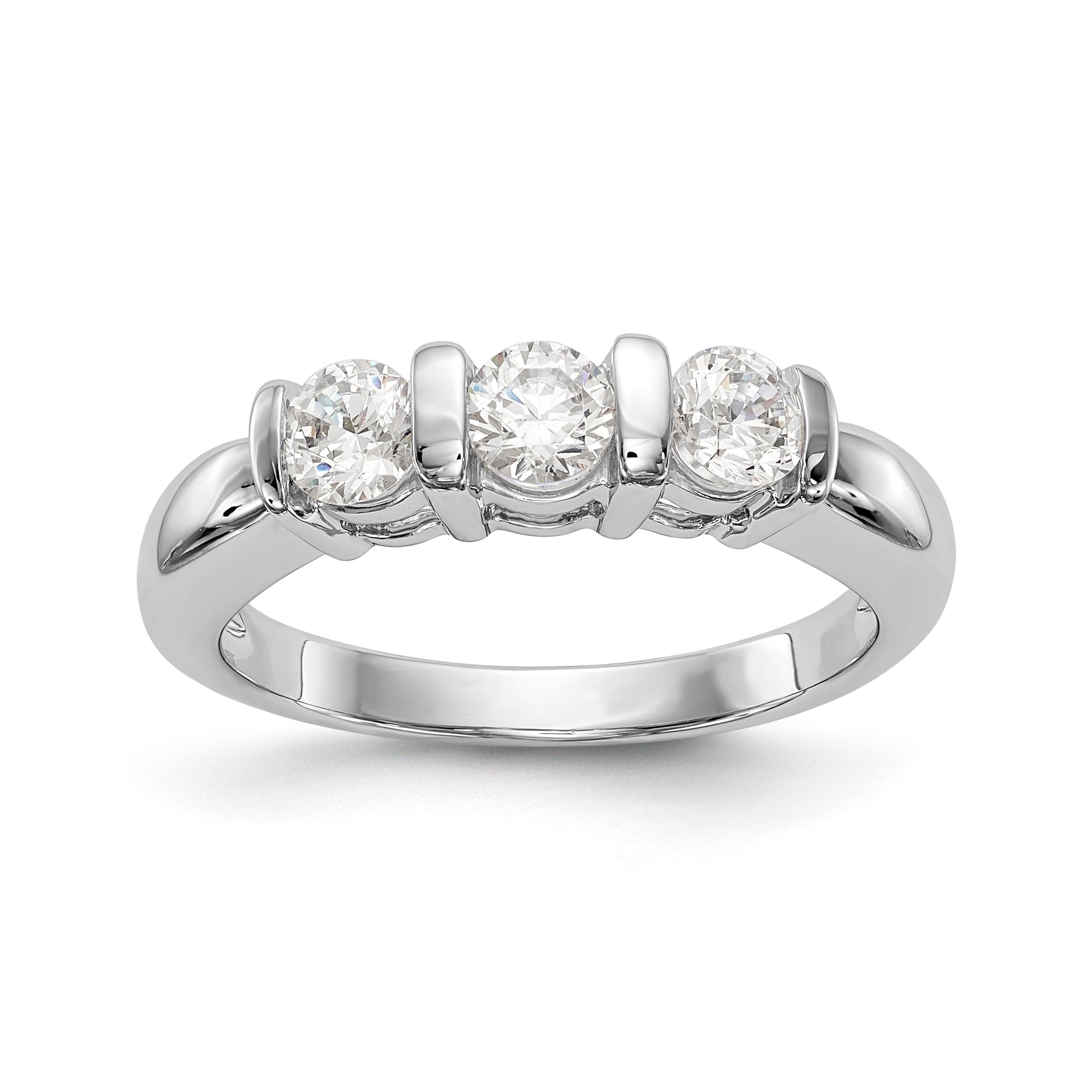 14K White Gold 3 Stone Diamond Engagement Ring