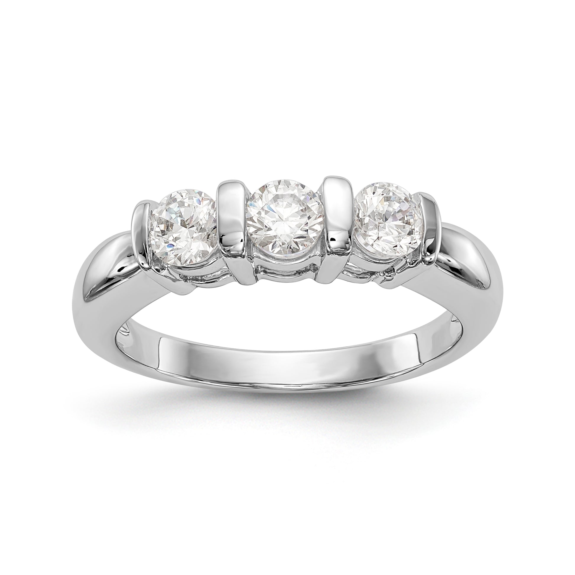 14K White Gold 3 Stone Diamond Engagement Ring