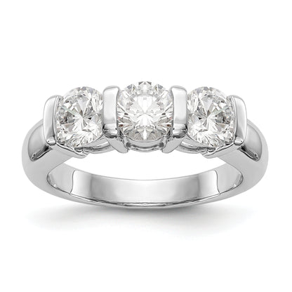 14K White Gold 3 Stone Diamond Engagement Ring