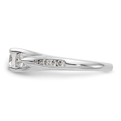14K White Gold 3 Stone Simulated Diamond Engagement Ring