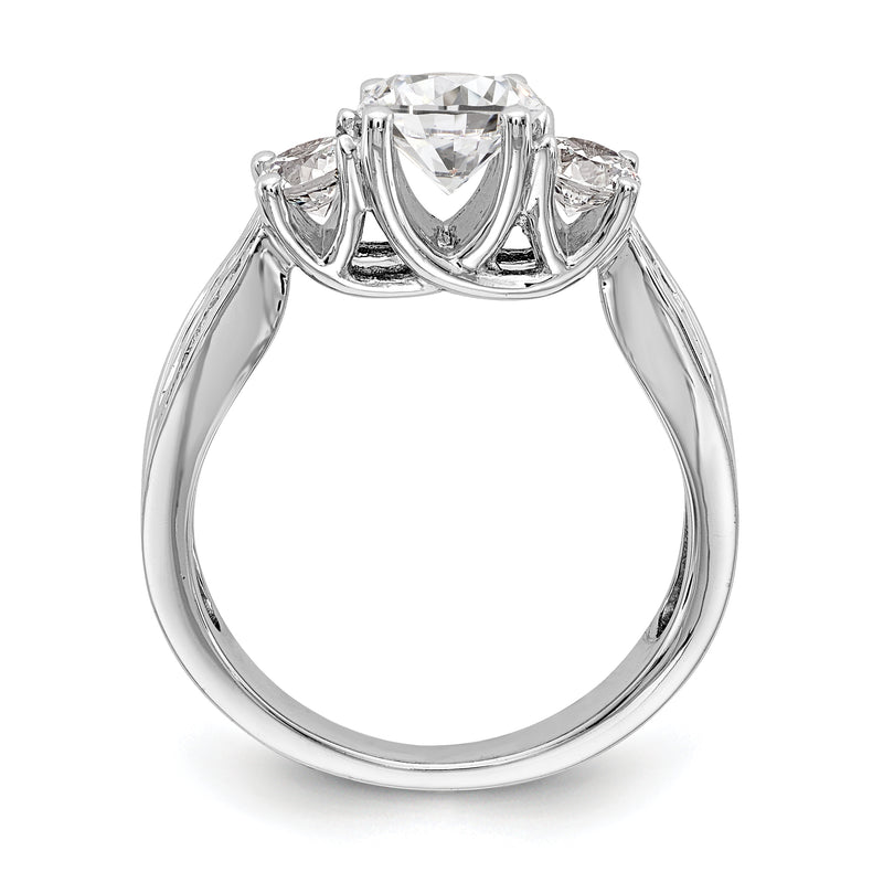 14K White Gold 3 Stone Simulated Diamond Engagement Ring