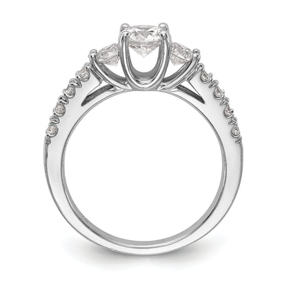14K White Gold 3 Stone Simulated Diamond Engagement Ring